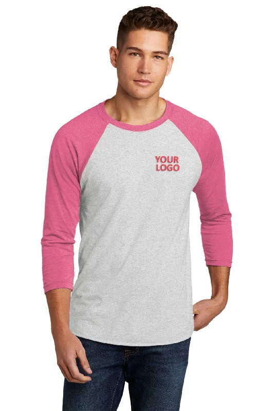 Next Level 3/4-Sleeve Custom Raglan Tee's, Vintage Pink/ Heather White