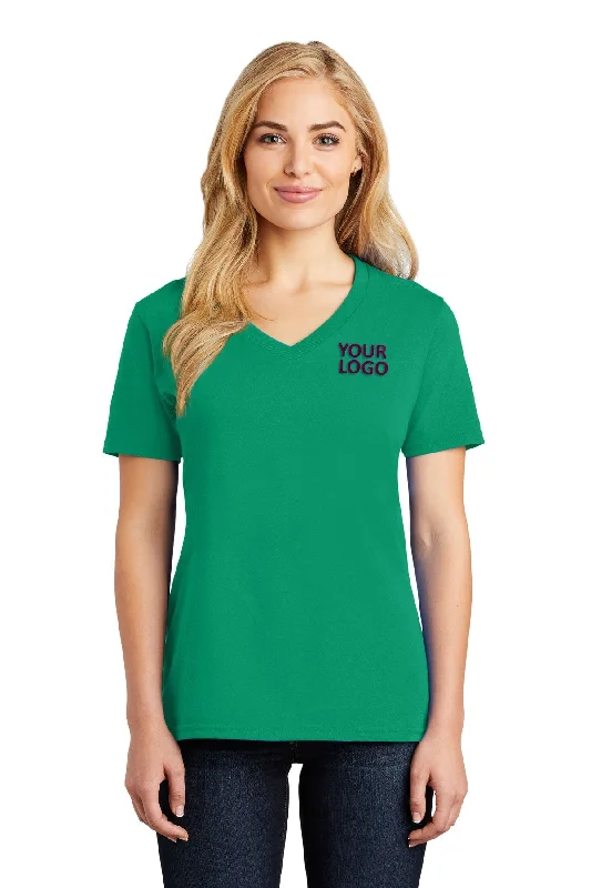 Port & Company Ladies Core Cotton Custom V-Neck Tee's, Kelly