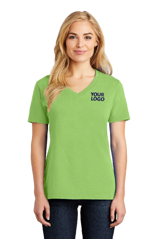 Port & Company Ladies Core Cotton Custom V-Neck Tee's, Lime