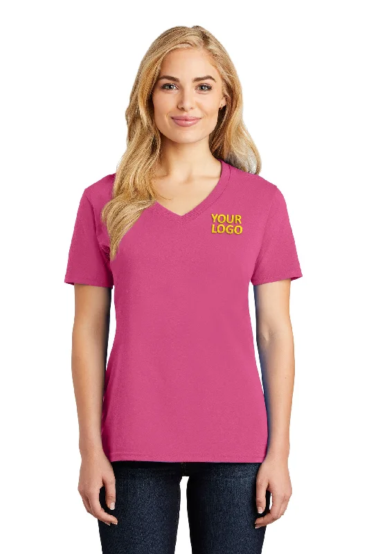 Port & Company Ladies Core Cotton Branded V-Neck Tee's, Sangria