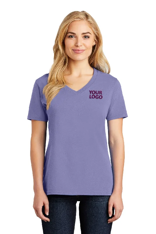 Port & Company Ladies Core Cotton Branded V-Neck Tee's, Violet