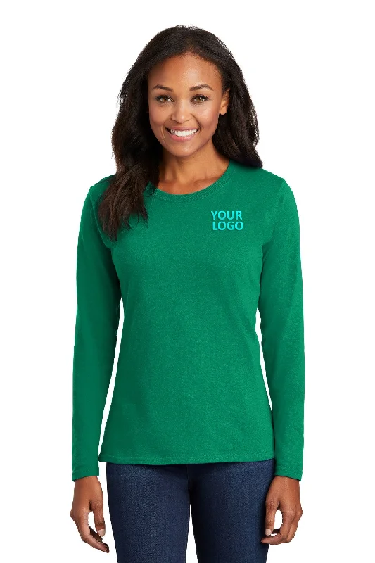 Port & Company Ladies Long Sleeve Customized Core Cotton Tee's, Kelly