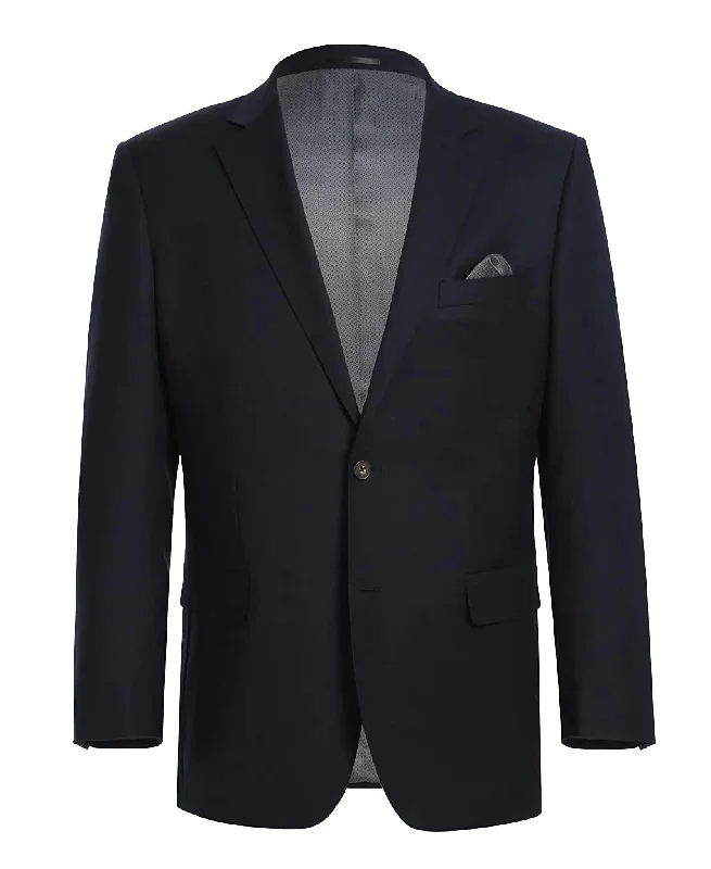 Wool Regular Fit Blazer Solid Color in Black