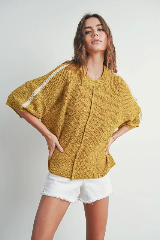 Mustard + Ivory Knitted Loose Sweater