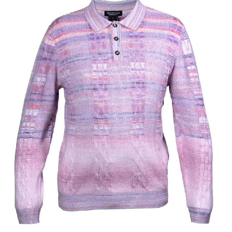 Prestige SW-294 3 Button Polo Sweater Lilac